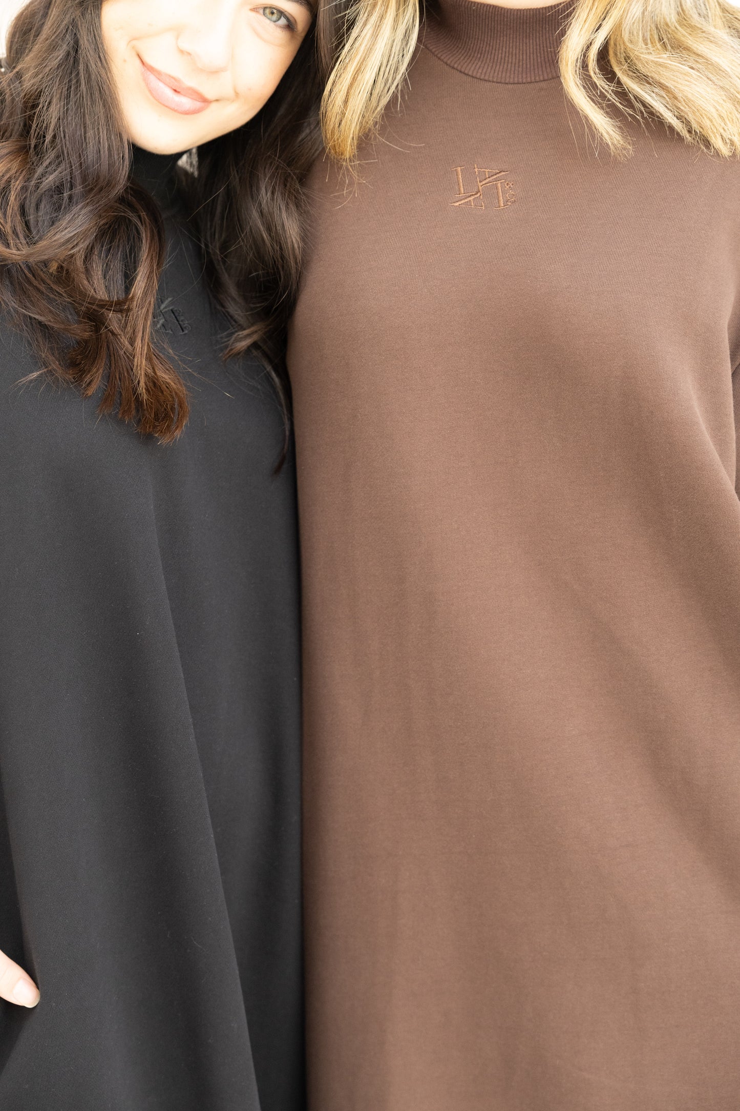 Maternity Sweater Dress - Brown - Embroidered Logo