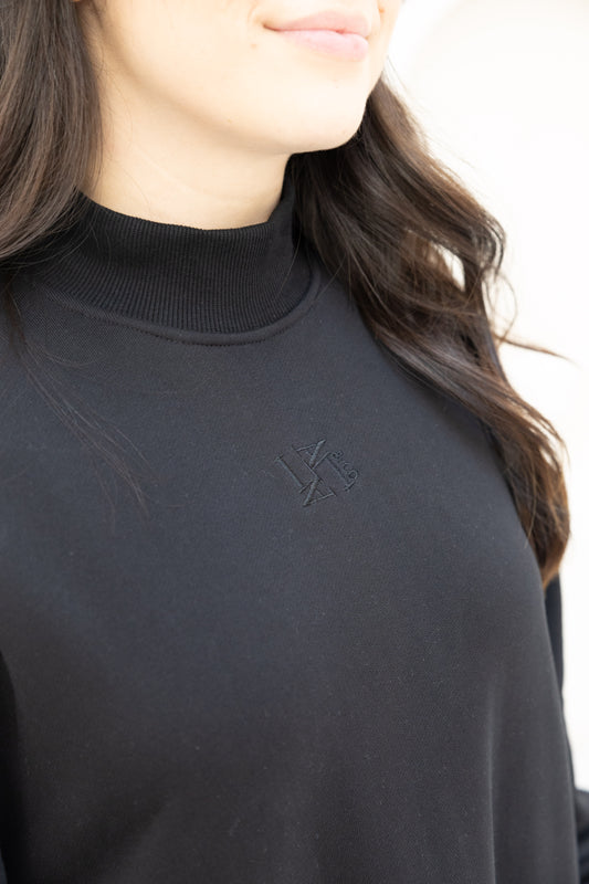 Maternity Sweater Dress - Black -  Embroidered Logo