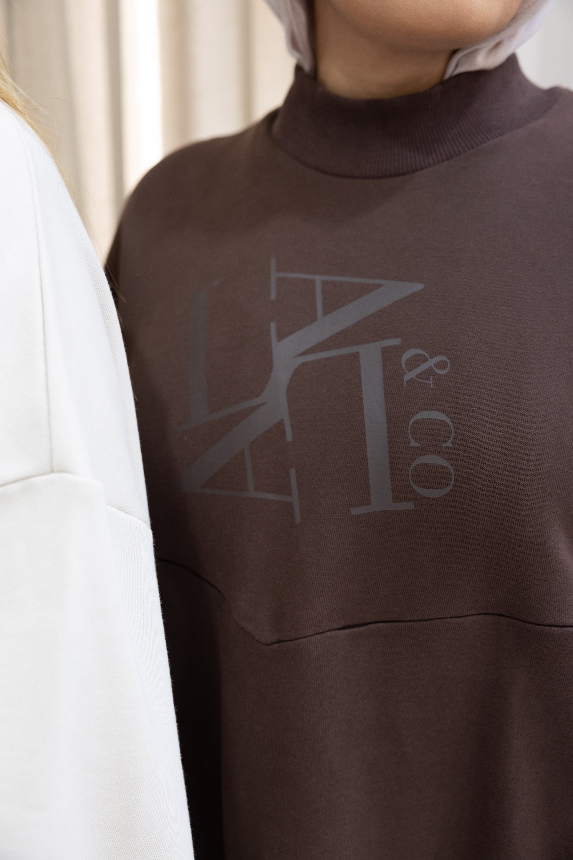 Maternity Sweater Dress - Brown - Printed Logo Lala & Co. Maternity Sweater Dress - Brown - Printed Logo Lala & Co.