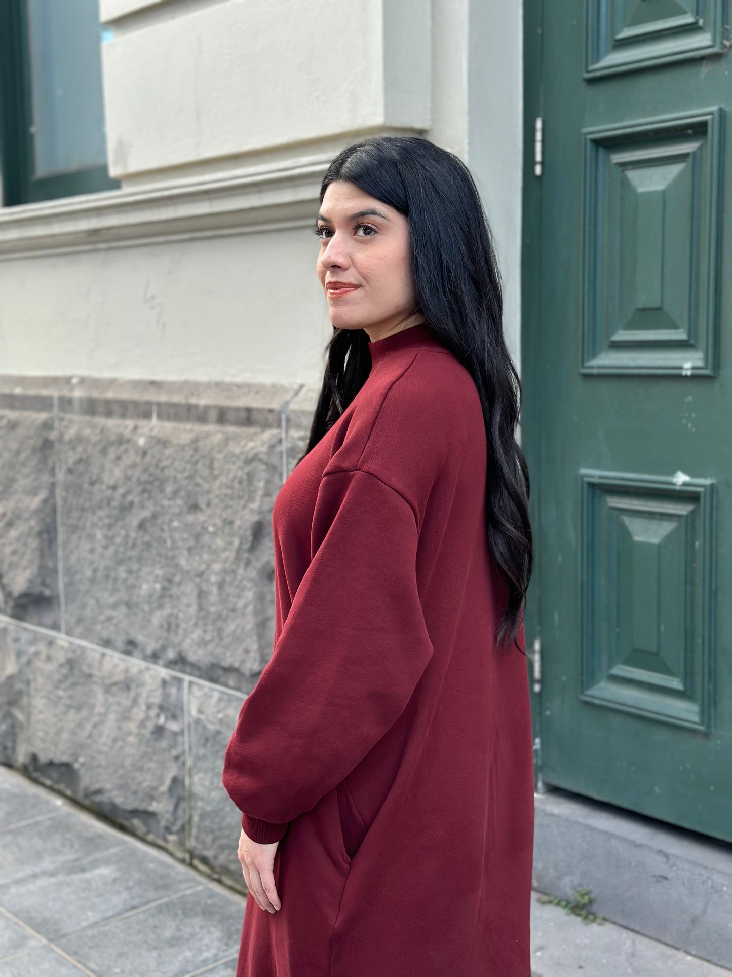 Sweater Dress - Women - Maroon