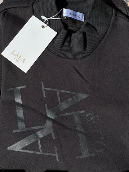 Maternity Sweater Dress - Black - Printed Logo