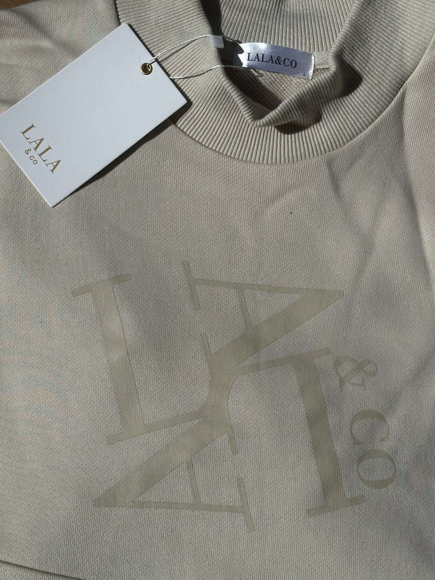 Maternity Sweater Dress - Beige - Printed Logo